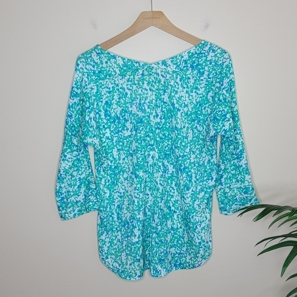 Ann Taylor | Blue and Green Abstract Speckled Blouse Size XS - Picture 3 of 4